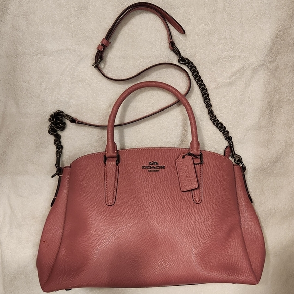 Authentic Rose Pink Leather Coach Large Satchel - Picture 4 of 8